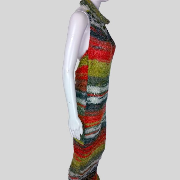 Oookies Wear Multicolor Mohair Knit Halter Maxi Dress - Picture 4 of 6